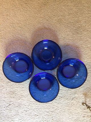 Set Of 4 Vintage Cobalt Blue Deep Cereal/salad Bowls