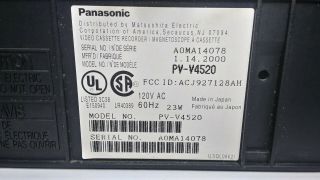 Panasonic PV - V4520 VCR VHS Player Omnivision 4 Head Hi - fi Stereo VCR - 4