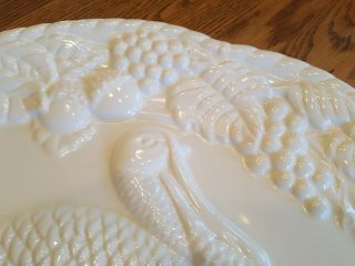 Vtg Century White Ceramic Raised Pattern Turkey Platter Serving Dish with handle 2
