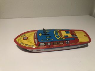 “peggy” Mark 1 Chriscraft; Vintage J Chein Tin Toy Speed Boat; Wind Up
