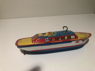 “Peggy” Mark 1 Chriscraft; Vintage J Chein Tin Toy Speed Boat; Wind Up 2
