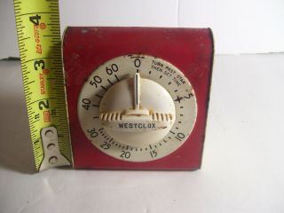 Vintage Westclox Metal Red And White Kitchen Timer 60 Minutes Still