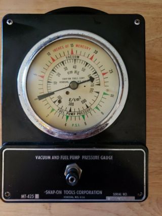 Vintage Snap On Mt425a Vacuum Fuel Pump Pressure Gauge