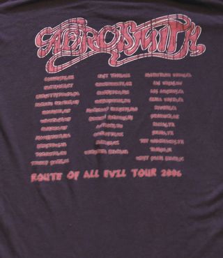 vintage 2006 AEROSMITH ROUTE of all EVIL CONCERT T Shirt 2
