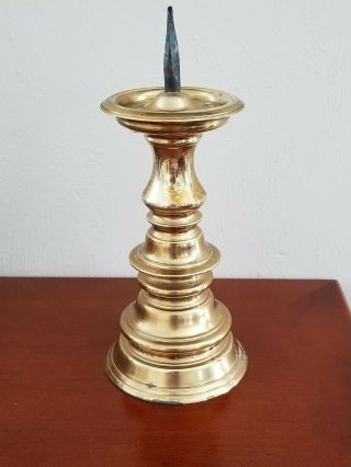 Vintage Virginia Metalcrafters Solid Brass Pricket Spike Candlestick 7 1/2 "