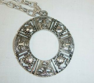 Vtg 70s Sarah Coventry Silver Tone Zodiac Pendant Necklace Cancer Crab Astrology