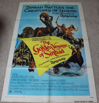Golden Voyage Of Sinbad Vintage One Sheet Poster 1973 Harryhausen Tom Baker Vf