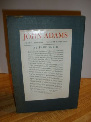 JOHN ADAMS Page Smith First Edition 2 Volumes American History PRESIDENTS 4
