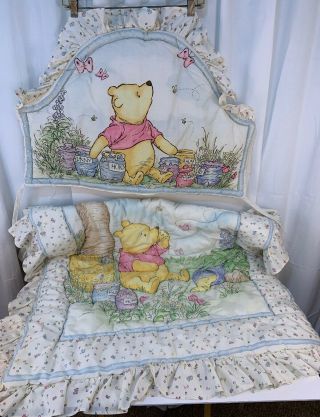 Vintage 1995 Classic Pooh Winnie The Pooh Crib Comforter & Head Bumper Set