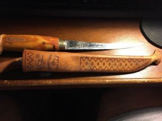Vintage J.  Marttiini Rapala Fish Fillet Knife 6 " Balde W/sheath Made In Finland