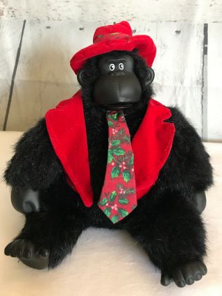 Vintage Gorilla Toy Sings & Dances Christmas Santa Blues Song Gemmy Industries