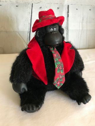 Vintage Gorilla Toy Sings & Dances Christmas Santa Blues Song Gemmy Industries 2