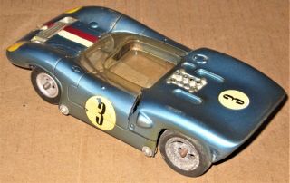 1970s VINTAGE 1/24 CAN AM RACER SLOT CAR with SCRATCH - MADE CHASSIS w/MOTOR 4