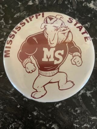 Vintage Mississippi State Bulldogs 3 1/2 " Pin Button 