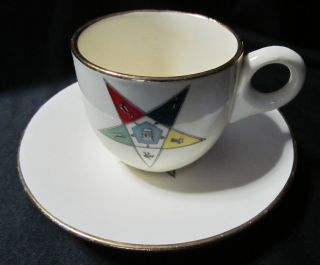 Vintage Order Of The Eastern Star Masonic Demitasse Cup & Saucer Usa Pottery