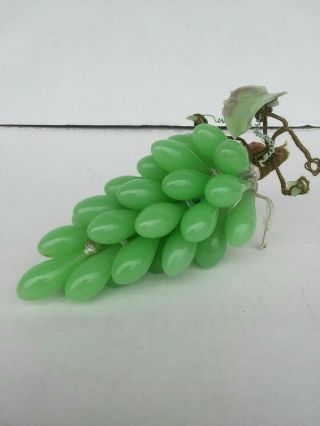Vintage Green Glass Cluster Of Grapes.  Hand Tied.  Look Read