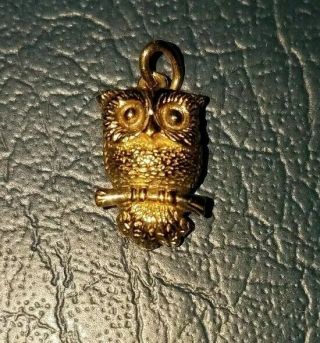 Vintage Ciani Solid Sterling Silver Owl Bird 3d Charm 1/2 " Euc