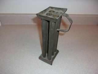 Vintage Tin Candle Mold 6 Tapered Candles - Handle -