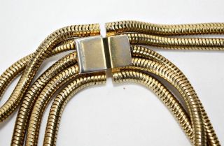 Vintage 5 Strand Necklace Gold Tone Snake Chains Modernist Style Estate Jewelry 4