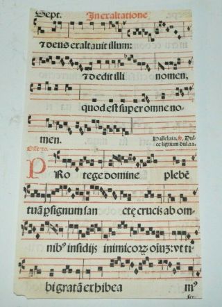 18th Century Antiphonal Latin Hymnal Sheet Music Leaf Paper Velum Page S Crucis