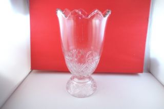 Vintage Eapg ? Clear Glass Diamond Fan X Celery Spooner Vase