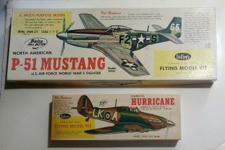 Vintage Hawker Hurricane & P - 51 Mustang Wwii Airplane Model Kit By Guillow 
