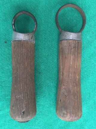 2 Vintage Scythe Handles For Hay And Grass Mowing With Nibs