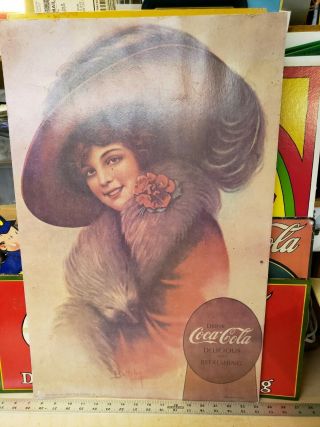 Vintage Coca Cola Cardboard Paper Sign Antique Diner Soda Fountain