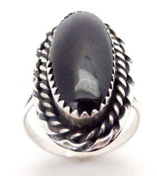 Vintage Sterling Silver Black Onyx Ring Size 7.  5 Sku 7.  11.  20.  6