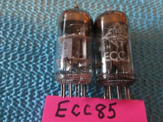 Radio Tubes Two Ecc85 Telefunken And One Rubbed Off/ Test Strong Over