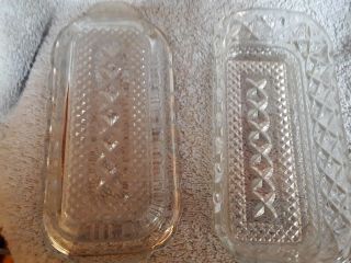 Vintage Anchor Hocking Wexford Clear Cut Glass Butter Dish With Lid