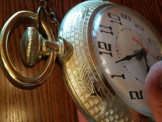 Vintage 60s Spartus Pocket Watch Bar Pub Clock Runs Backwards Unique 5