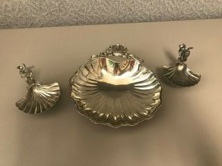Vintage Set Of 3 Shell Shaped Jewelry Bowl