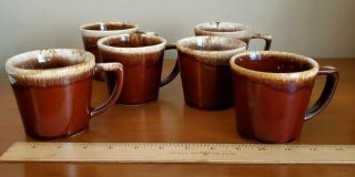Set Of 6 Vintage Mccoy Brown Drip Glaze Coffee Mugs Model 1412 Usa
