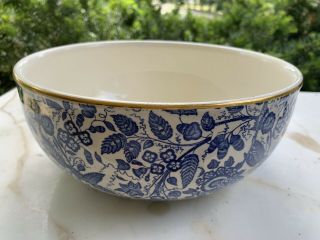 Vintage Waechtersbach Manila Blue White Decorative Bowl With Gold Rhim Germany
