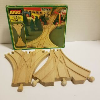 Brio Wooden Train Track 33347,  Double Curved Switching Tracks,  Vintage 1990 