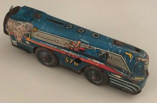 1950 Rare Vintage Mar Toy Tin Wind Up Train Engine Disney Donald Duck Pluto 376