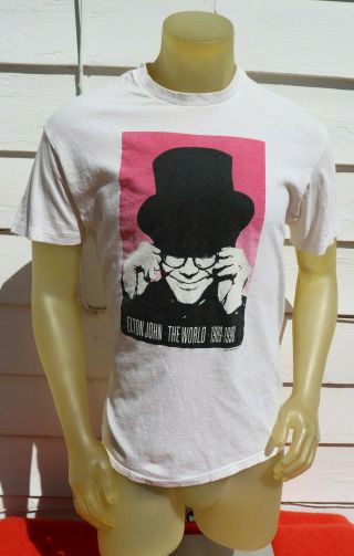Vintage 80s 90s Elton John Tour Concert T - Shirt / Short Sleeve / Medium To Large