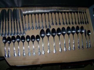 Vintage Estia Cascade Set Of 49 Pc Dinner Forks Spoons Kn Stainless Floral Korea