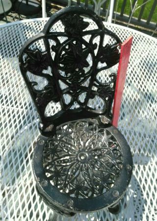 Vintage Antiqued Cast Iron Garden Chair /plant Stand /doll Chair.