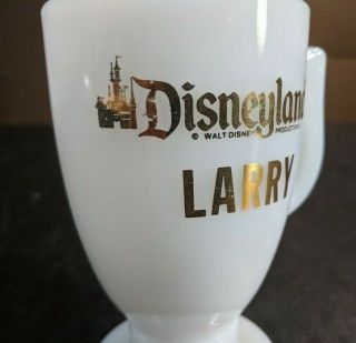 Vintage Disneyland Footed Milk Glass Coffee Cup Mug Walt Disney Production Larry 2