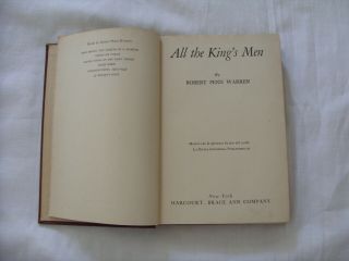 All The Kings Men Book By Author Robert Penn Warren Printed In 1946 Usa