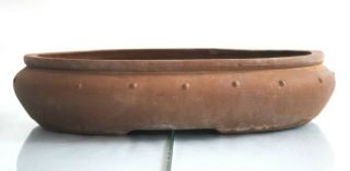 Vintage Japanese Chinese Clay Oval Bonsai Tree Pot 11.  5 " X 9 "