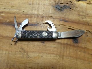 VINTAGE ULSTER USA BSA BOY SCOUTS CAMP SURVIVAL/UTILITY KNIFE - 4 blade/tools 3