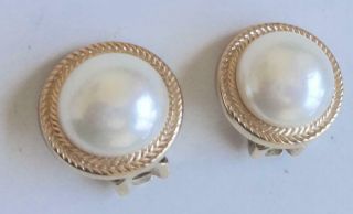 Christian Dior Vintage Earrings Haute Couture Pearl Cabochons Gold Filigree
