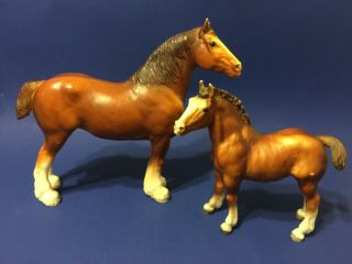 Vintage Breyer Clydesdale Mare And Foal Oldies Here Maybe Chalky Has Dapples