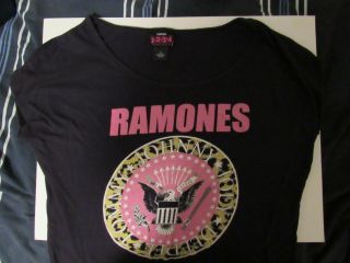 Vintage Ramones 1234 Band T - Shirt Womens M Logo Pink White