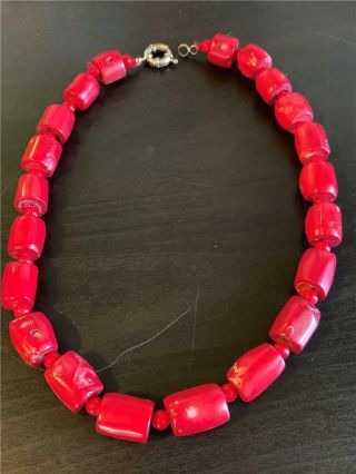 Vintage Red Bamboo Coral Bead Necklace