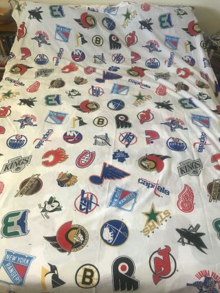Nhl Vintage Twin Full Bed Sheets Fitted & Flat Hockey Boys Room Cave Canada Team