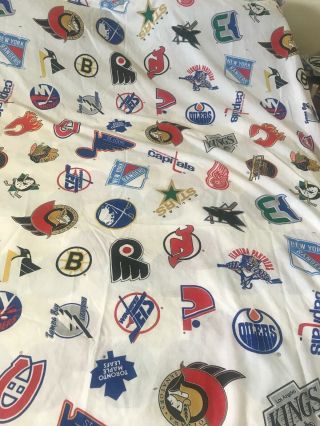 NHL Vintage Twin Full Bed Sheets Fitted & Flat Hockey Boys Room Cave Canada Team 6